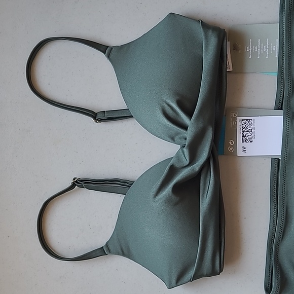 SZ8/32B H&M Bikini NWT Swimwear Push Up Green Bikini - Picture 3 of 11